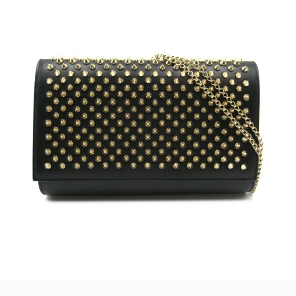 NWOT - Christian Louboutin gold spike leopard Paloma clutch/shoulder bag - Picture 14 of 16